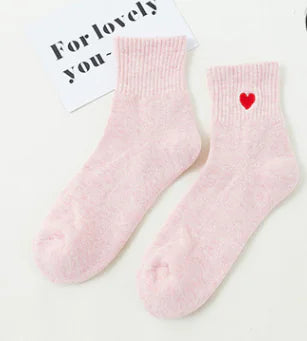 Embroidered Cotton Socks for Women - Thick Design