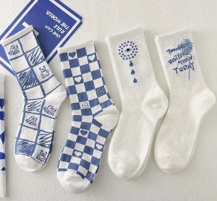 Blue Dog Short Socks for Girls