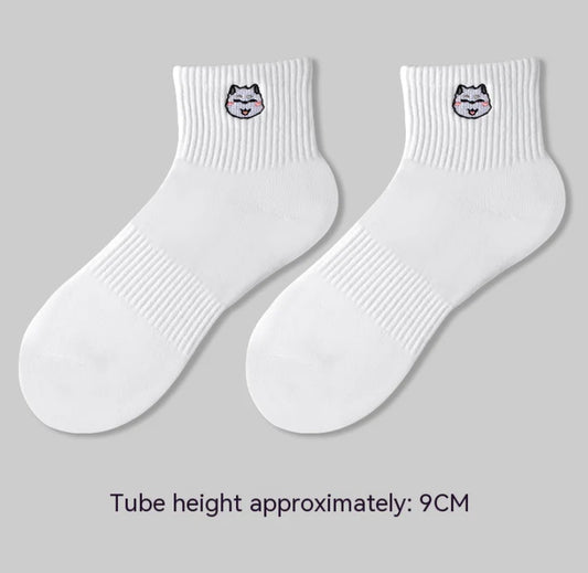 Men's Embroidered Cotton Crew Socks