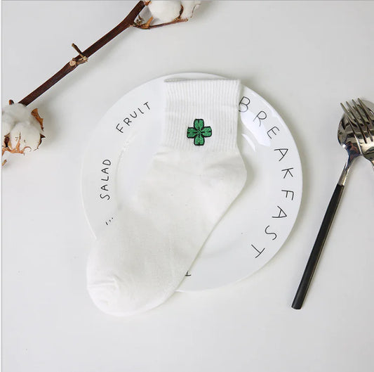 Creative Couple Socks with Cartoon Embroidery (Cotton)