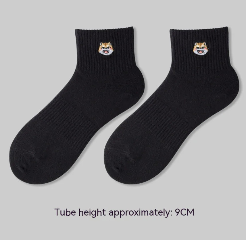 Men's Embroidered Cotton Crew Socks