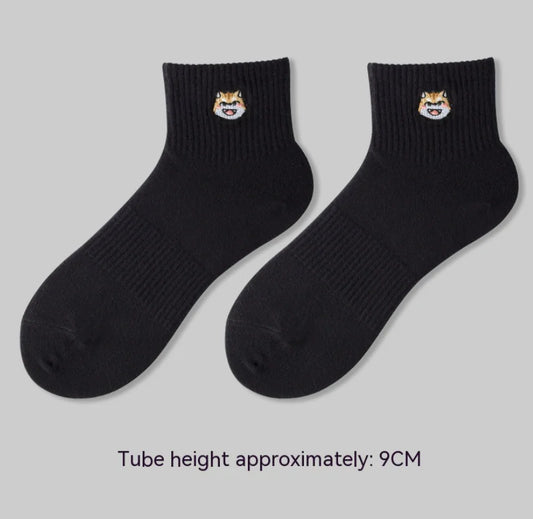 Men's Embroidered Cotton Crew Socks