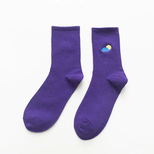 Cartoon Embroidered Weather Tube Socks