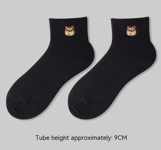 Men's Embroidered Cotton Crew Socks