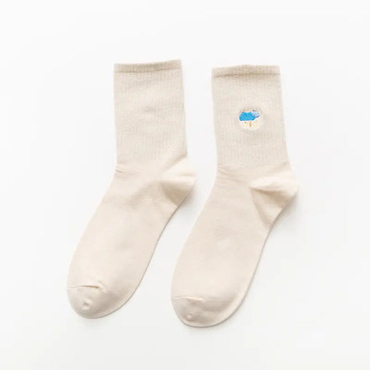 Cartoon Embroidered Weather Tube Socks
