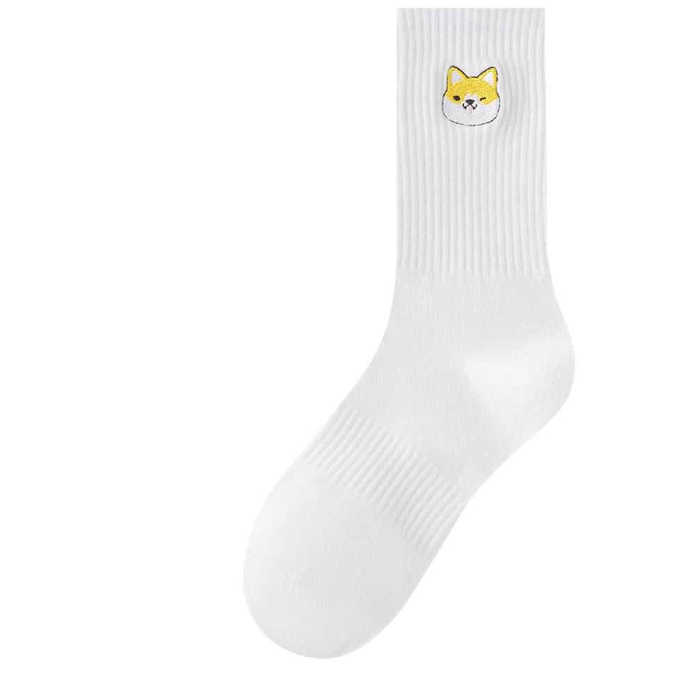 Cute Beige Shiba Inu Cotton Sports Socks