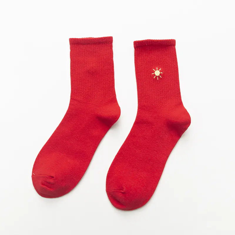 Cartoon Embroidered Weather Tube Socks