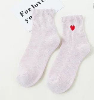 Embroidered Cotton Socks for Women - Thick Design