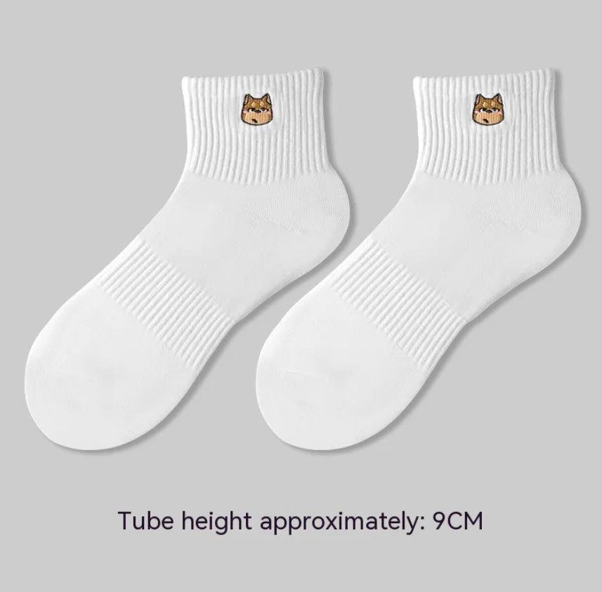 Men's Embroidered Cotton Crew Socks