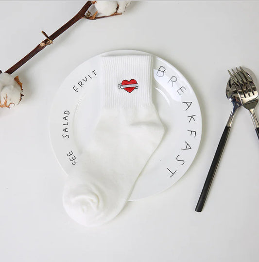 Creative Couple Socks with Cartoon Embroidery (Cotton)