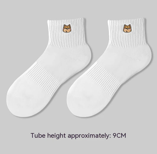 Men's Embroidered Cotton Crew Socks