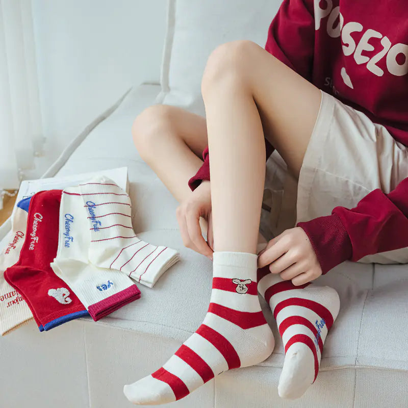 Cute Cartoon Embroidered Socks