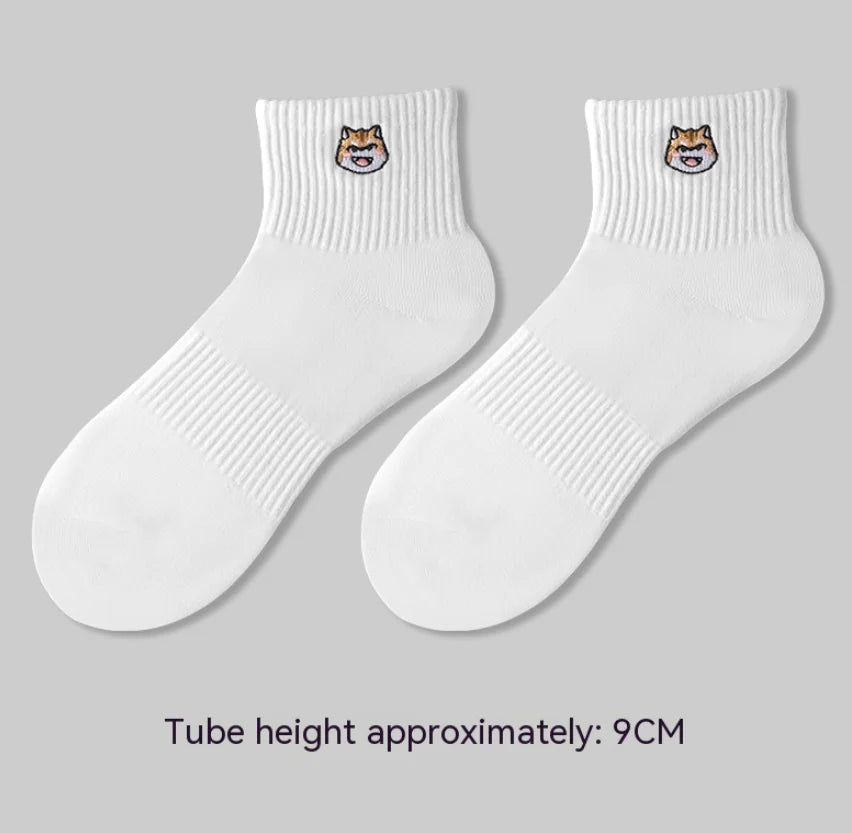 Men's Embroidered Cotton Crew Socks