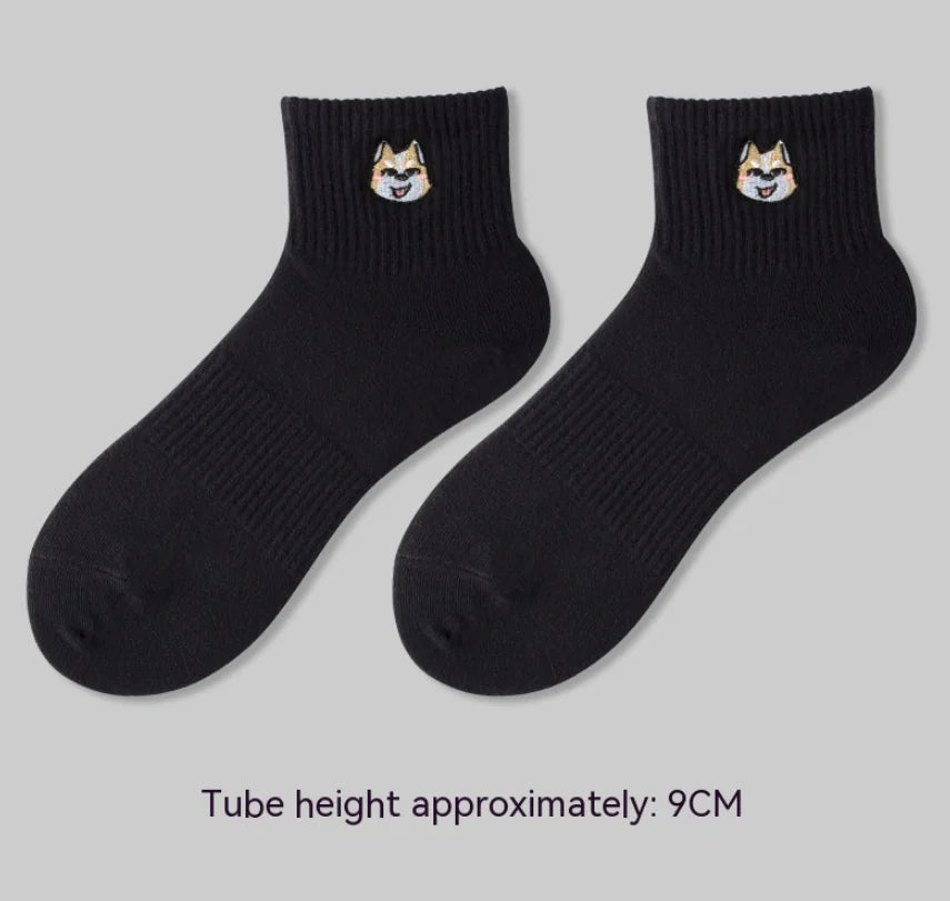 Men's Embroidered Cotton Crew Socks