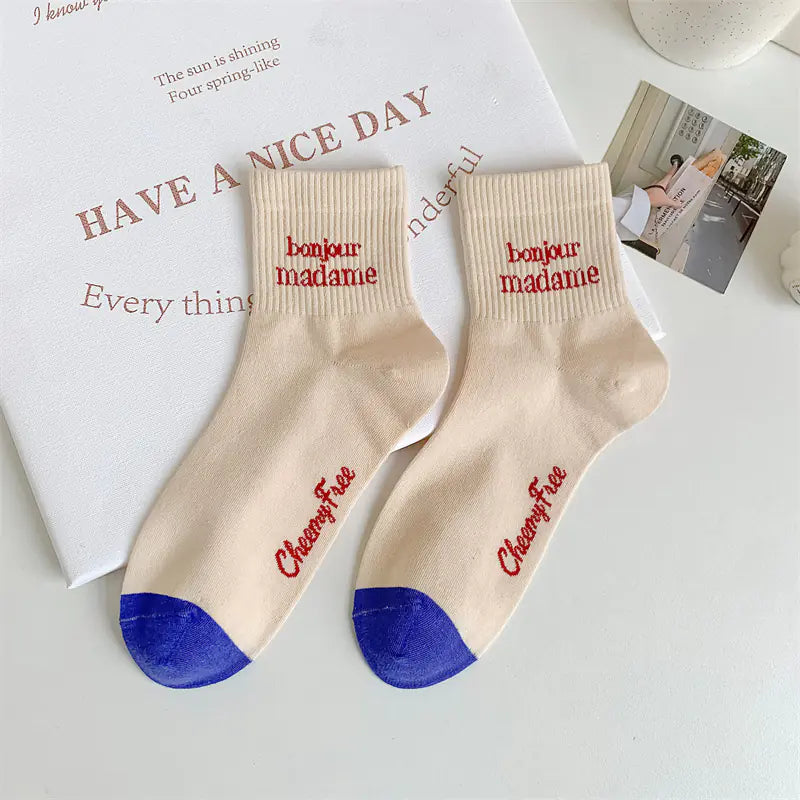 Cute Cartoon Embroidered Socks