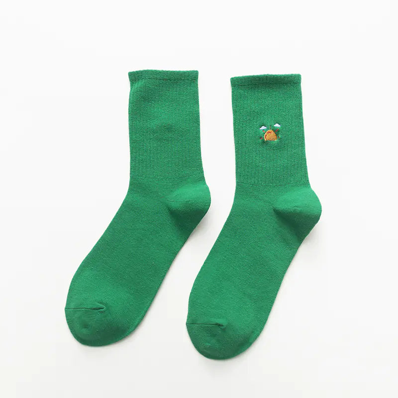 Cartoon Embroidered Weather Tube Socks
