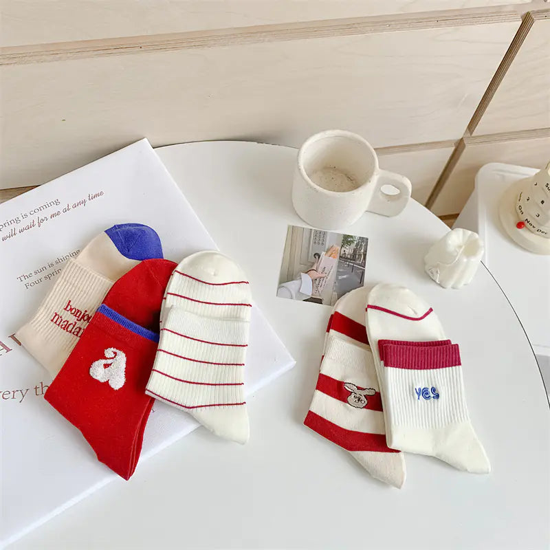 Cute Cartoon Embroidered Socks