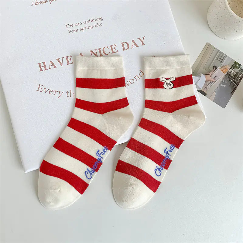 Cute Cartoon Embroidered Socks